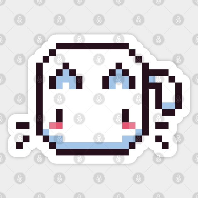 White Pixel Cat - Kawaii Retro Pixel Art Sticker by Z3phyrwind